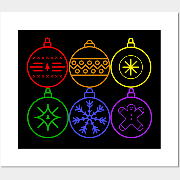 Rainbow Gay Pride Christmas Ornaments Wall Art by Muzehack